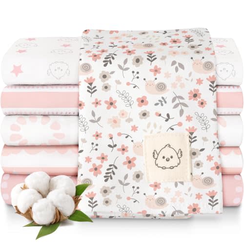 Organic Burp Cloths Baby Boy, Girl, 6-Pack Large Burping Cloths (Sweet Charm) | 100% Cotton Burp Clothes for Babies, Newborns Spit Up Rags, Super Soft, Absorbent Towels, Gender Neutral, Machine Washable