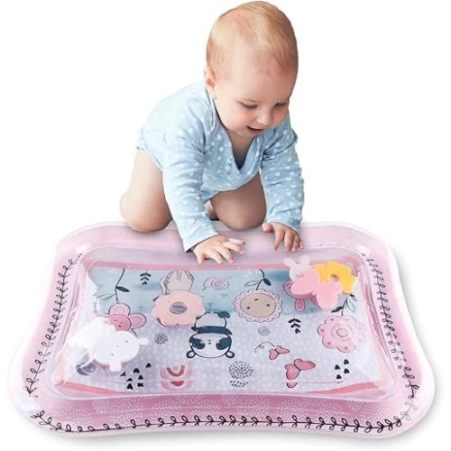 The Peanutshell Tummy Time Water Play Mat Girls or Boys - High Contrast Sensory Developmental Toy, Newborn & Infant Baby Toys 0-6 Months, Unisex New Born Baby Essentials Must Haves - Happy Garden