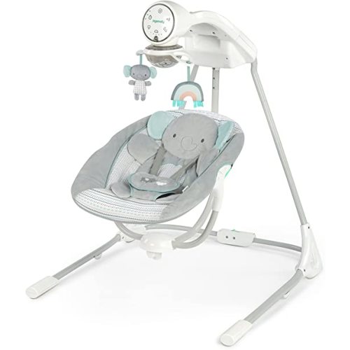 Ingenuity InLighten 5-Speed Baby Swing for Infant, Newborn to 9 Months, Owl