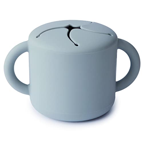 mushie Silicone Snack Cup | Spill Proof Food Container for Toddler and Baby (Powder Blue)