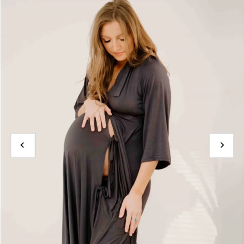 Lila Labor & Postpartum Gown in Charcoal Grey