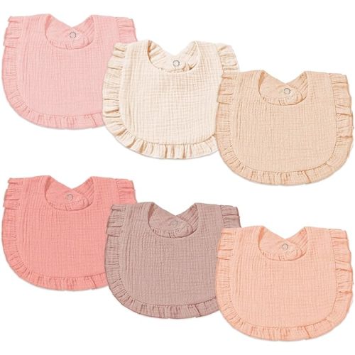 Muslin Baby Bibs for Baby Girls, Muslin Bibs Drool Bandana Bibs - Sweet Pink