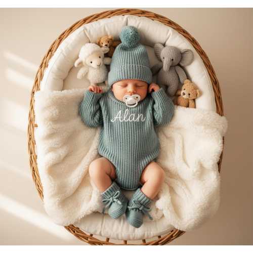 Conjunto de mameluco personalizado para bebé, body bordado, set de regalo para recién nacido