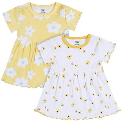 Gerber Girls' Toddler 2-Pack Short Sleeve Cotton Dresses