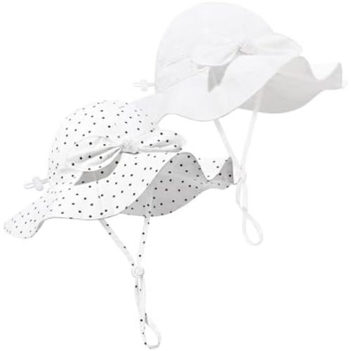 Baby Girl Sun Hat Summer Foldable Beach Hats with UPF50+ Sun Protection Wide Brim Toddler Bucket Hat Cap