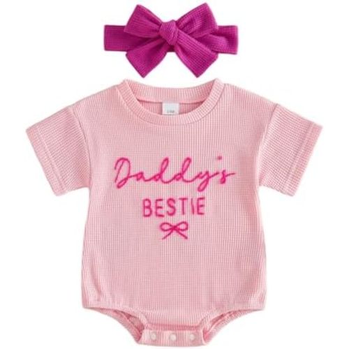 Baby Girl Clothes Daddys Girl Outfit Cute Letter Embroidered Waffle Bubble Romper Onesie Tee Shirt