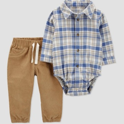 Carter's Just One You® Baby Boys' 2pc Plaid Top & Pants Set, Color: Blue/Khaki, Size: 12M