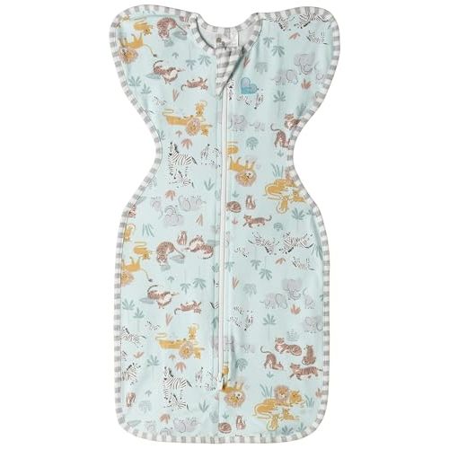 Love to Dream Swaddle UP, Sleep Sack 0-3 Months, Self-Soothing, Improves Sleep, Snug Fit Helps Calm Startle Reflex, Baby Essentials Must Haves Newborn, 1.0 TOG, 13-19 lbs, Safari Green