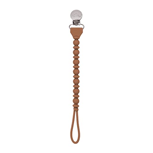 Itzy Ritzy Silicone Pacifier Clip 100% Food Grade Silicone Pacifier Strap with Clip Keeps Pacifiers, Teethers & Small Toys in Place Features One-Piece Design & Silicone Cord (Hazelnut)