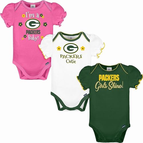 Gerber Baby Girls' NFL Team 3 Pack Short Sleeve Onesie Bodysuit