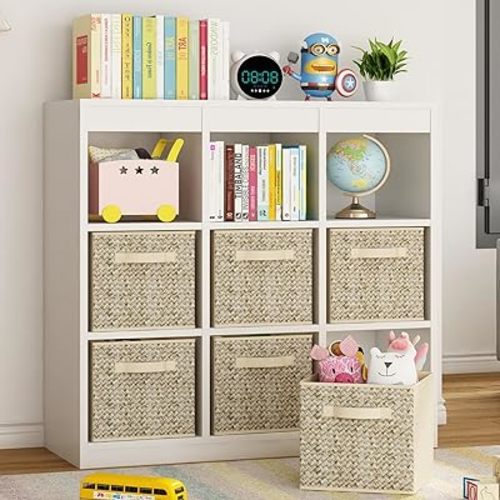 Wisdom Star 6 Pack Fabric Storage Cubes with Handle, Foldable 13x13 Inch Large Cube Storage Bins, Storage Baskets for Shelves, Storage Boxes for Organizing Closet Bins