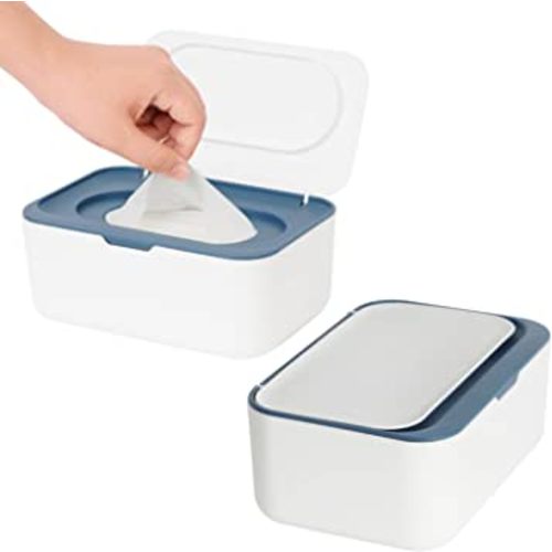 2 Pack Wipes Dispenser, Wipe Holder for Baby & Adult, Seposeve Refillable Wipe Container, Keeps Wipes Fresh, One-Handed Operation. Non-Slip, Easy Open/Close Wipes Pouch Case(2 Blue)