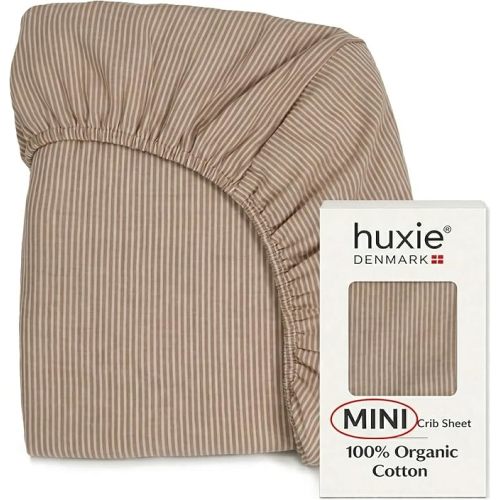 Mini Crib Sheets - Organic Cotton Muslin Fitted MINI 24"x 38" Crib Sheet for Pack and Play - Ultra-Soft and Breathable for Boys and Girls (Mini Natural Stripe)