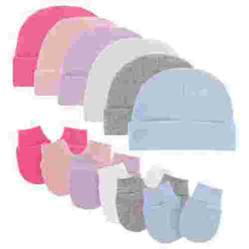 Tisoloow Baby Hats with Scratch Mittens Set Unisex Newborn Hospital Hats for Baby Boys Girls Cute Infant Beanie Caps Cotton Soft Baby Hat 0-6 Months Z 6 Pack d One Size
