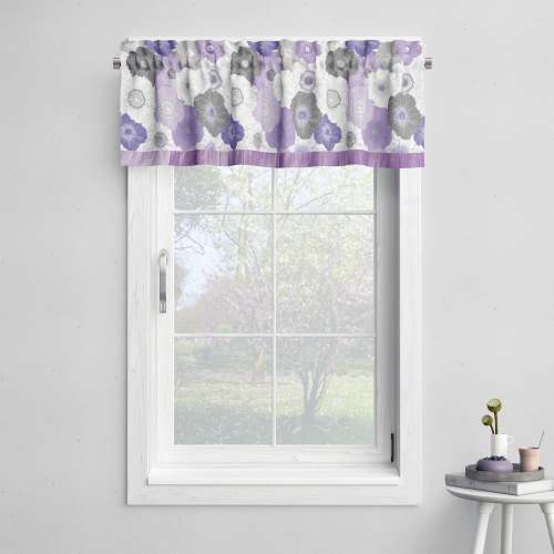 Bacati - Rod Pocket Window Valance Watercolors Purple Gray