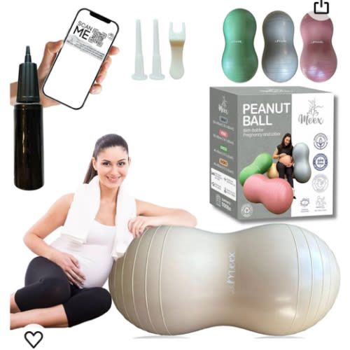 Meex Peanut Ball Labor - Durable and Thick Birthing Ball for Pregnancy - Peanut Ball Pregnancy for Labor - Antiburst Birth Ball - Labor Ball - Peanut Exercise Ball - Pregnancy Ball - Pump Included