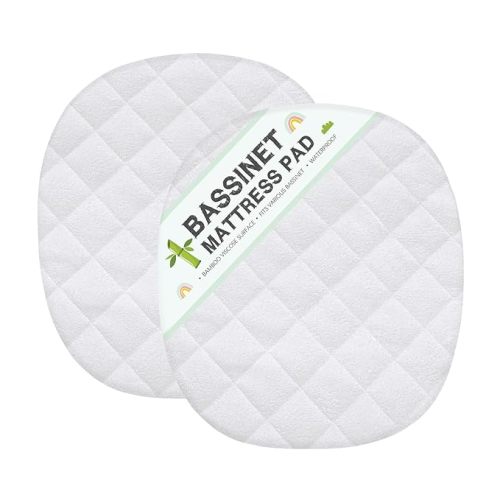 Bassinet Mattress Protector, Universal Fit for Halo Bassinest Swivel and Hourglass/Oval Bassinet Mattress, Ultra Soft Waterproof and Breathable, 2 Pack