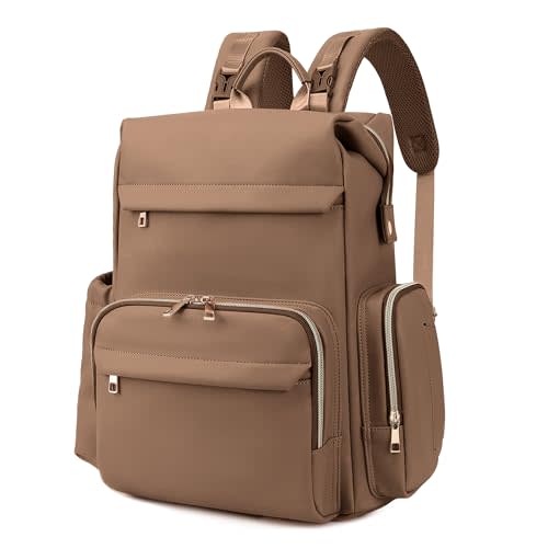 Large Capacity Diaper Bag Backpack with Changing Pad, Waterproof Baby Travel Backpack for Parents-Khaki