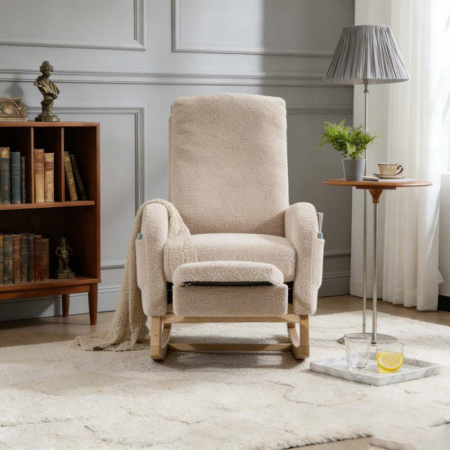 George Oliver Modern Accent Rocking Chair Rocking Chair with Solid Wood Legs, Upholstered Nursery Glider Rocker - Wayfair Canada