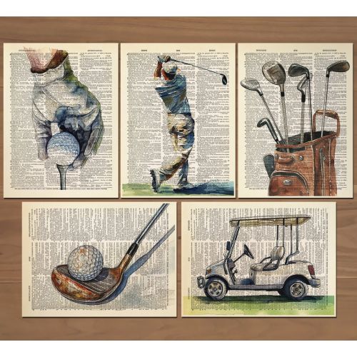 Golf Print set of 5 Golf Poster Golfing Poster Vintage Golf Wall Decor Golf Wall Art Golf gifts for men Golf Vintage Painting Golf Art 748