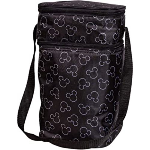 Disney Baby by J.L. Childress 6 Bottle Cooler - Baby Bottle & Food Bag - Ice Pack Included - 2 Compartments - Insulated & Leak Proof Bottle Bag - Breastmilk Cooler Bag for Travel - Mickey Black