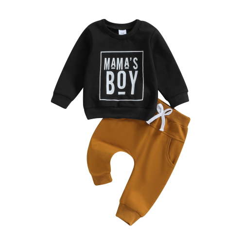 Toddler Baby Boys Autumn Outfits Long Sleeve Letter Print Sweatshirt Tops+Sweatpants Set