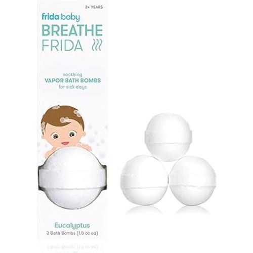 Frida Baby Natural Vapor Bath Bombs for Toddlers & Kids, Eucalyptus Essential Oil Shower Bombs for Aromatherapy, 3 Count