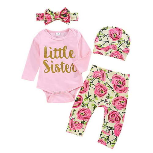 BULLPIANO Infant Baby Girl Romper Pants Headband Hat Clothes Outfit Set 3-6 Months