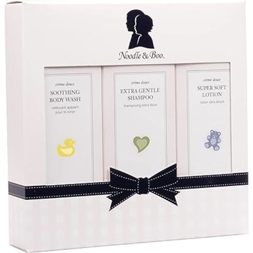 Noodle & Boo Starter Set, Newborn Baby Gift; Super Soft Baby Lotion and Newborn 2-in-1 Hair & Body Wash, 8 Oz of each, Navy/Pink