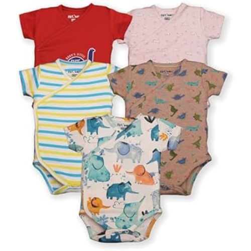 Baby Bodysuits, 100% Cotton, Short Sleeve, Pack of 5