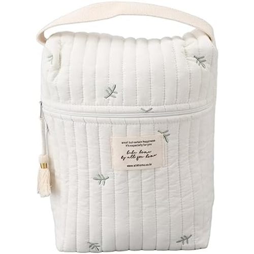 Cute Diaper Bag,Embroidered Pattern Small Maternity Bag Multifunctional Storage Bag Small Diaper Bag Quilted Cotton Baby Stroller Storage Bag Quilted Tote Bag for Travel(Leaves)
