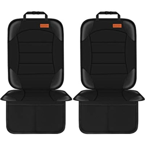 Siivton Car Seat Protector for Child Seat Cushion for Leather and Fabric Seats, 2 Mesh Pockets, Non-Slip Backing, Carseat Protectors for Vehicles, Baby, Pets (2 Pack)