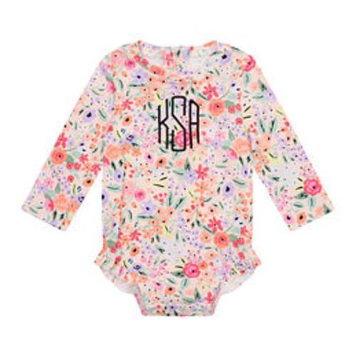 Monogrammed Kids Rashguard Swimsuit