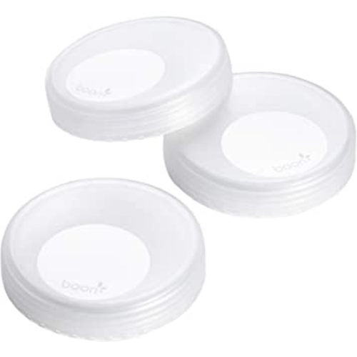 Boon Nursh Breast Milk Storage Lids - Made for Boon Nursh Bottles - Lids for Formula Travel Container - Breastfeeding Essentials and Baby Feeding Supplies - 3 Count