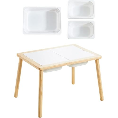 Beright Kids Table, Play Sand Indoor Sensory Table, with 3 Storage Bin for Kids, Perfect Choice for Christmas Thanksgiving Gift