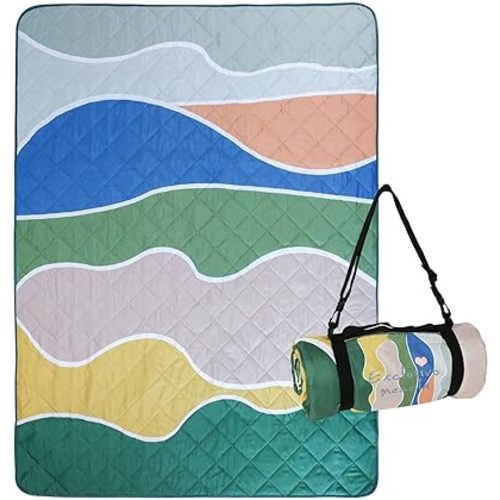 Exclusivo Mezcla Extra Large Waterproof Picnic Blankets 3 Layer, Sandproof and Foldable Outdoor Blanket for Beach Camping, Park and Travel