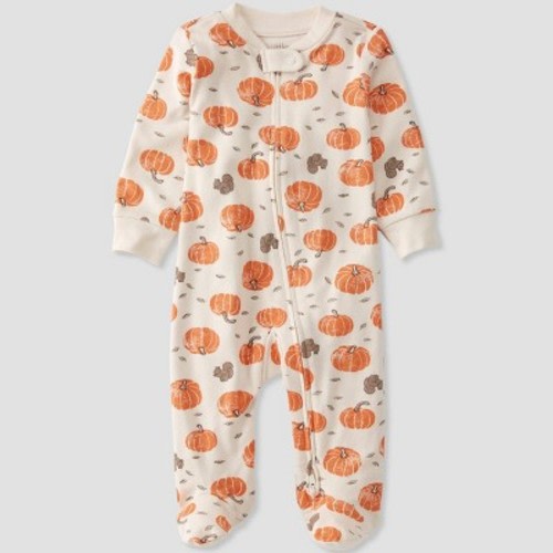Little Planet by Carter's Organic Baby Halloween & Thanksgiving Pumpkin Sleep N' Play - White/Orange, Size: Newborn