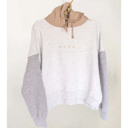 Mama Colorblock Cropped Nursing Hoodie