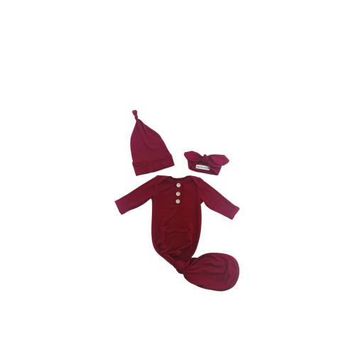 Newborn coming home outfit - Burgundy - Plum - Newborn knot gown - Baby gown - Newborn outfit - Baby girl coming home outfit