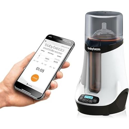 Baby Brezza Smart Baby Bottle Warmer, Breastmilk Warmer + Defroster - Only Brand with Different Temperatures for Breastmilk + Formula - Universal Fit for All Bottles + Milk Bags - Bluetooth Control