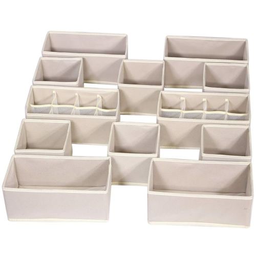 Amazon.com: 12 Pack Foldable Drawer Organizer Dividers Cloth Storage Box Closet Dresser Organizer Cube Fabric Containers Basket Bins for Underwear Bras Socks Panties Lingeries Nursery Baby Clothes Beige NN246 : Home & Kitchen