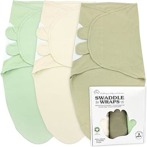 Bublo Baby Swaddles for Newborns - 3 Pack Organic Baby Swaddles for 0-3 Months - Baby Swaddle Sleep Sack - Infant Sleeping Swaddle Sack – Adjustable Swaddle Blanket Wrap Boy Girl (Pastel Green)