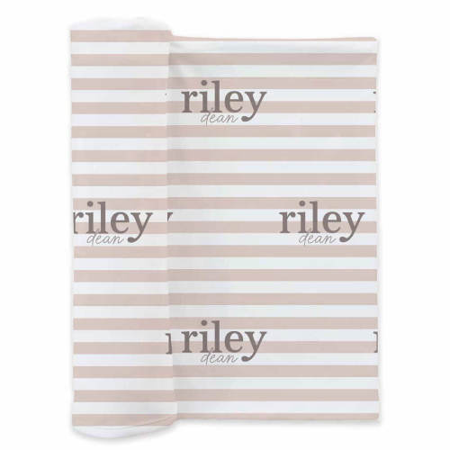 Latte Stripes Personalized Swaddle Blanket