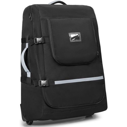 Stroller Travel Bag with Wheels Compatible with UPPAbaby Vista, Vista V2, Cruz V2, Rolling Gate Check Stroller Storage Bag for Airplane, with Dual Handles, Luggage Tag, Reflective Strip, Black