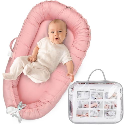 Baby Lounger - Breathable & Soft Baby Lounger for Newborn 0-24 Months, Soft Portable Baby Lounger Pillow, Newborn Babies Essentials, Snuggle Lounger Me