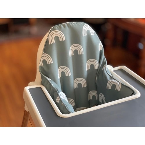 Rainbows on Jade WIPEABLE Cushion Cover, IKEA High Chair Cushion Cover, Antilop Highchair Support Pillow