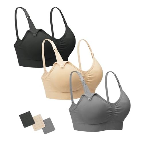 Stelle Nursing Bras Maternity Bra for Breastfeeding Pregnancy Wireless Bralette with Pads, Extenders & Clips