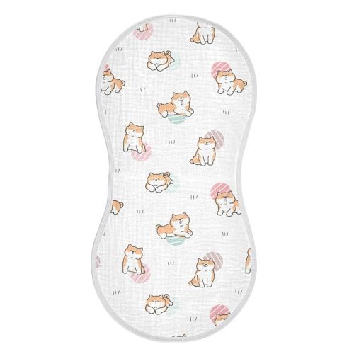Kigai Cute Cartoon Shiba Inu Dog Muslin Baby Burp Cloths - Super Absorbent and Soft Burping Rags - Cotton Burp Clothes Set for Boys and Girls, 1 Pack