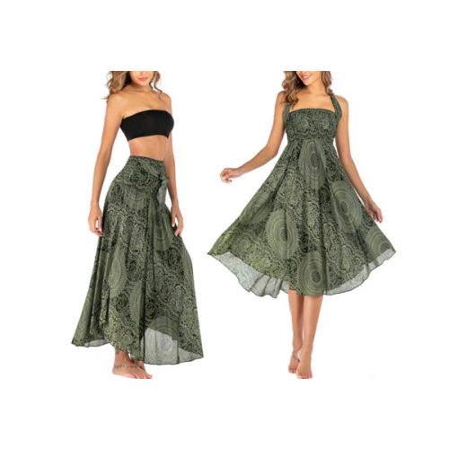 Buddha Stones Two Style Wear Boho Compass Rose Flower Skirt Dress