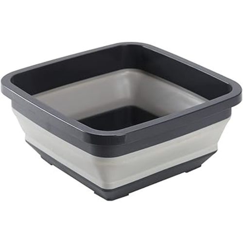 2.4 Gal(9L) Collapsible Dish Pans for Washing Dishes, Space Saving Multiuse Foldable Sink Tub, Kitchen Storage Tray for Outdoor Camping, Vegetable Washing, RV (Black)